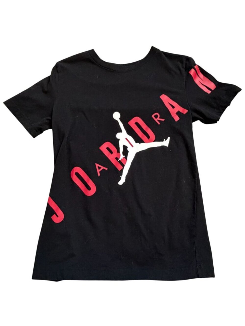 Jordan Boys Air Stretch Graphic T-Shirt Black Red White Jumpman Size M (10-12)